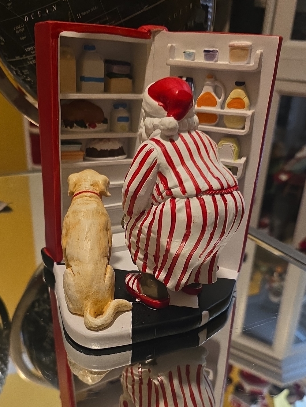 Kirklands African American Santa and Dog Resin Figurine - Red and White